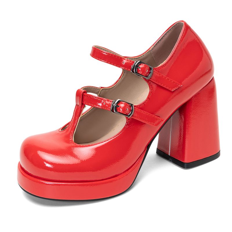 Retro Shiny Female Pump Round  - огляд і ціна Pump Heel Block