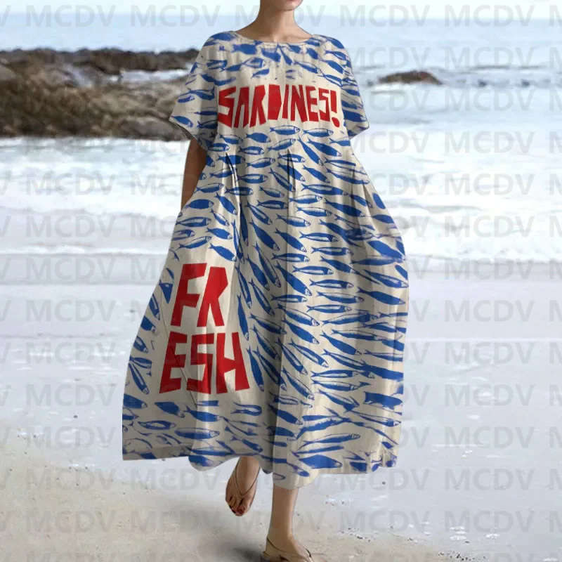 Japanese Vintage Fish Art Prin - огляд і ціна Midi Dress