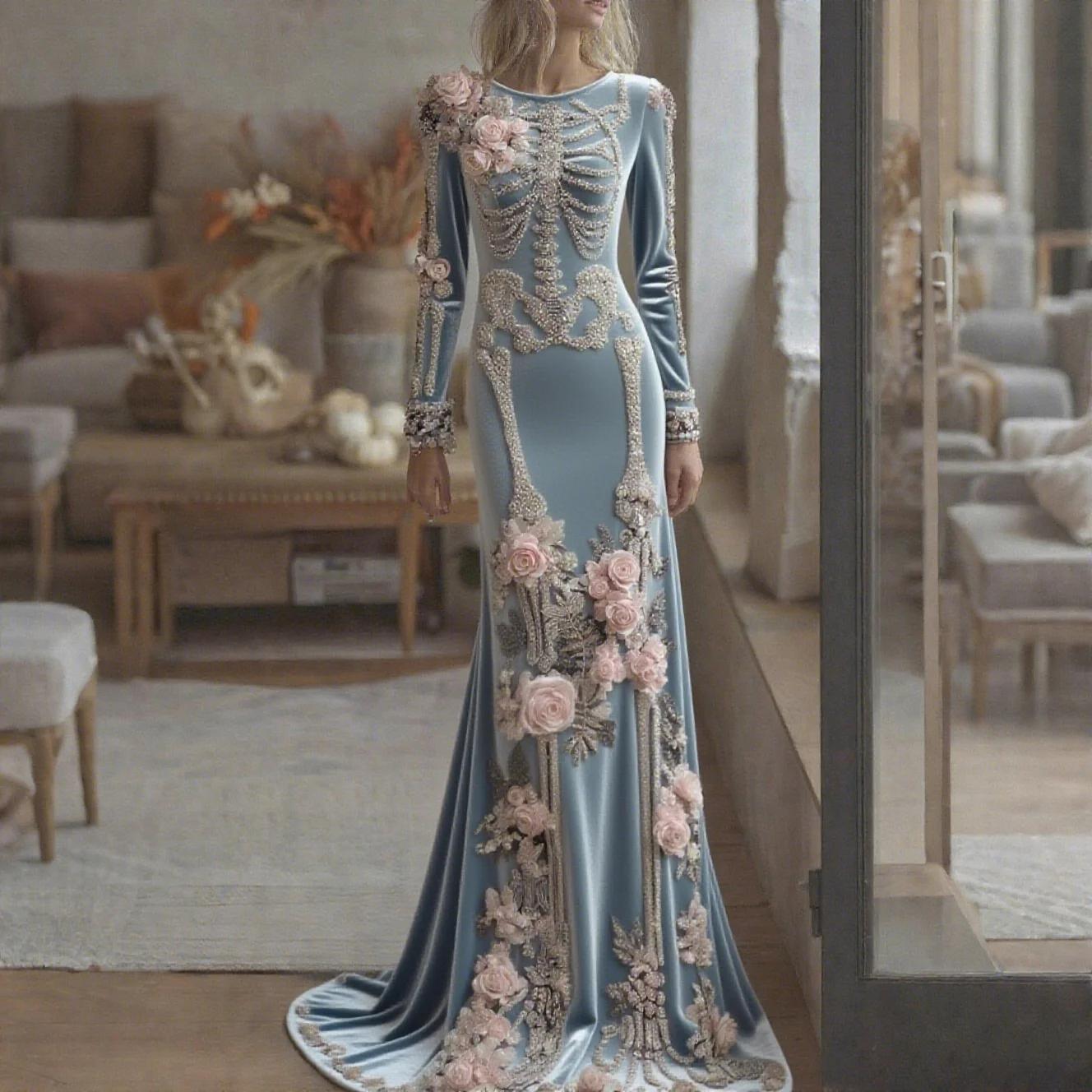 2026 New Women Skeleton Floral - огляд і ціна Evening Gown