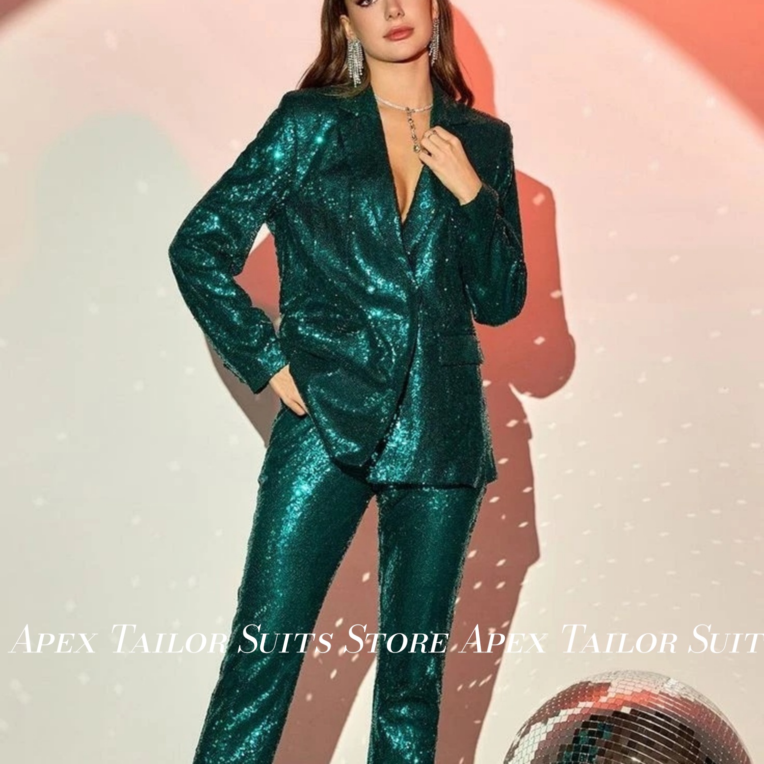 Fashion Women Suit Set Green G - огляд і ціна Womens Blazer